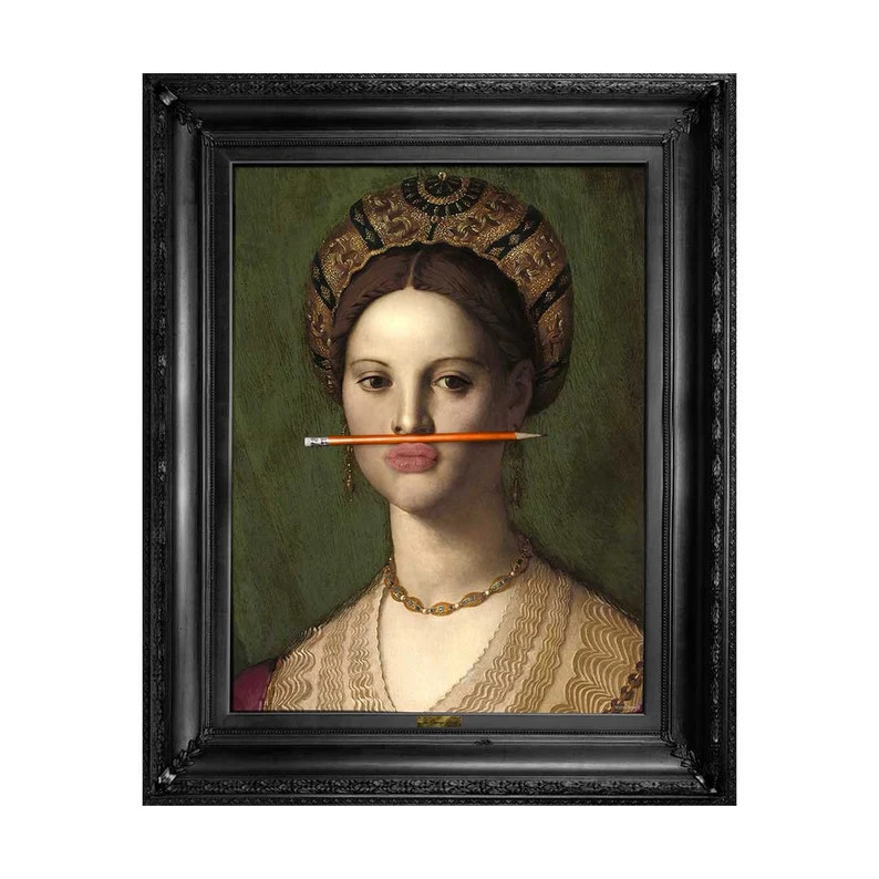 Orange Pencil Canvas Print – Abstract Wall Art, Surreal Renaissance Painting, Extra Large Artwo... | Etsy (US)