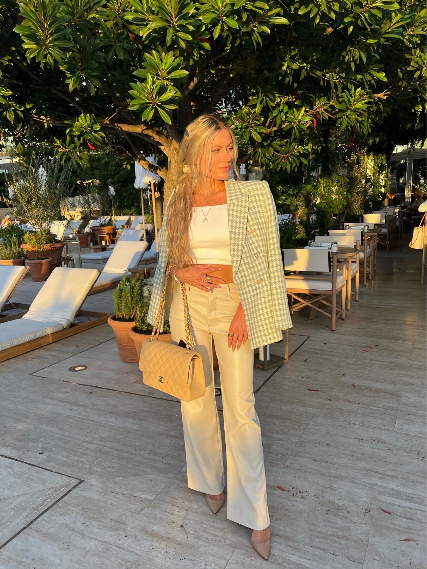 Size small blazer (from Zara - search DOUBLE BREASTED HOUNDSTOOTH BLAZER - 40% OFF right now!!) , XS pants, XS white off the shoulder top 🤍

#LTKSeasonal #LTKfit #LTKstyletip