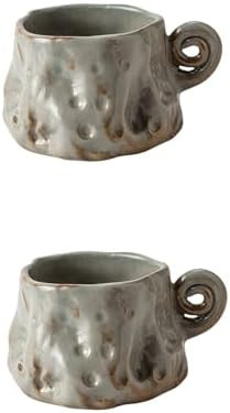 2-pcs Handmade Ceramic Glaze-Changing Coffee Cups, Couple Set, Retro Irregular Shaped Mugs (90ML,... | Amazon (US)