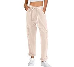 SENSERISE Womens Casual Waffle Knit Cargo Pants Baggy Relaxed Fit Pants Streetwear Trouser with Pock | Amazon (US)