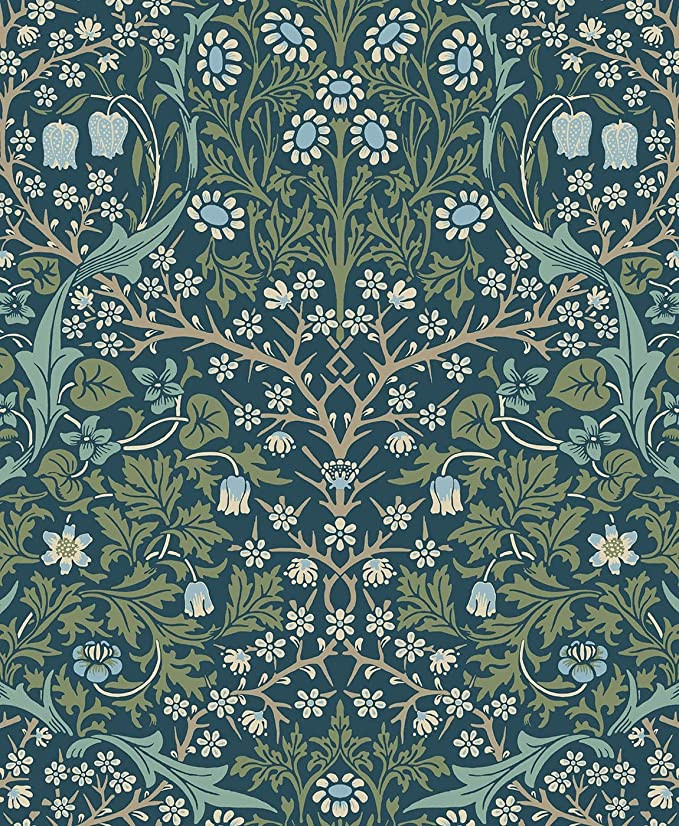 NextWall Victorian Garden Floral Botanical Peel and Vinyl Stick Wallpaper (Prussian Blue & Moss G... | Amazon (US)