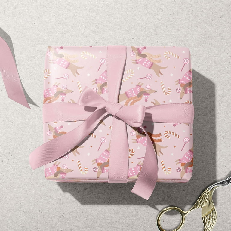 Pink and Rose Gold Premium Foil Dogs Christmas Wrapping Paper, 25 sq ft, by Holiday Time | Walmart (US)