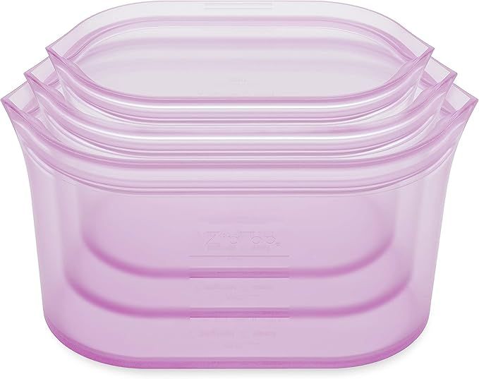 Zip Top Reusable 100% Silicone Food Storage Bags and Containers, Made in the USA - 3 Dish Set - L... | Amazon (US)