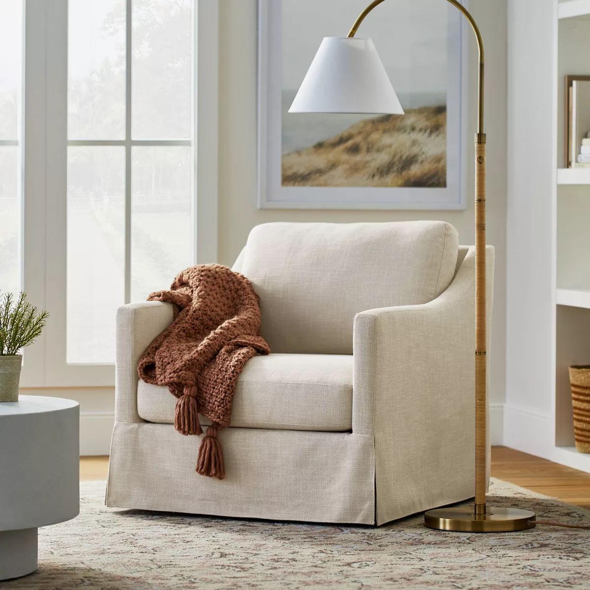 Vivian Park Upholstered Swivel Chair Cream - Threshold™ designed with Studio McGee | Target