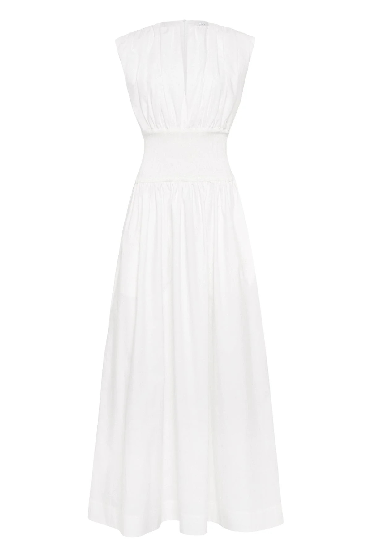 Cotton Rib Gathered Dress in Ivory - 4 US IVORY | Shop Olivia