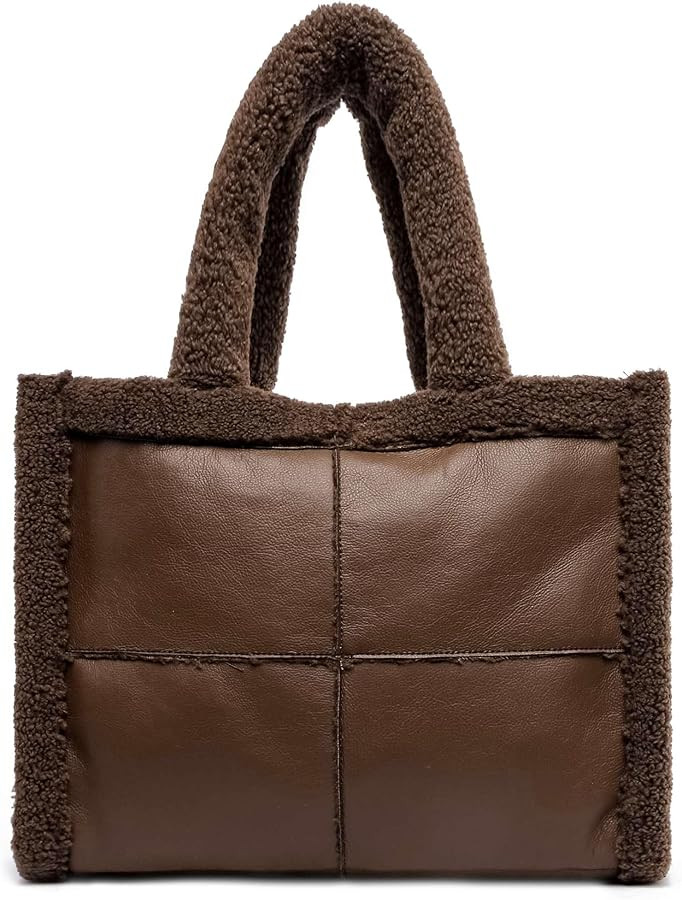 Like Dreams Large Sherpa Tote Bag, Inner Pocket Vegan Leather, Large Tote Hand bags for Women, Fa... | Amazon (US)