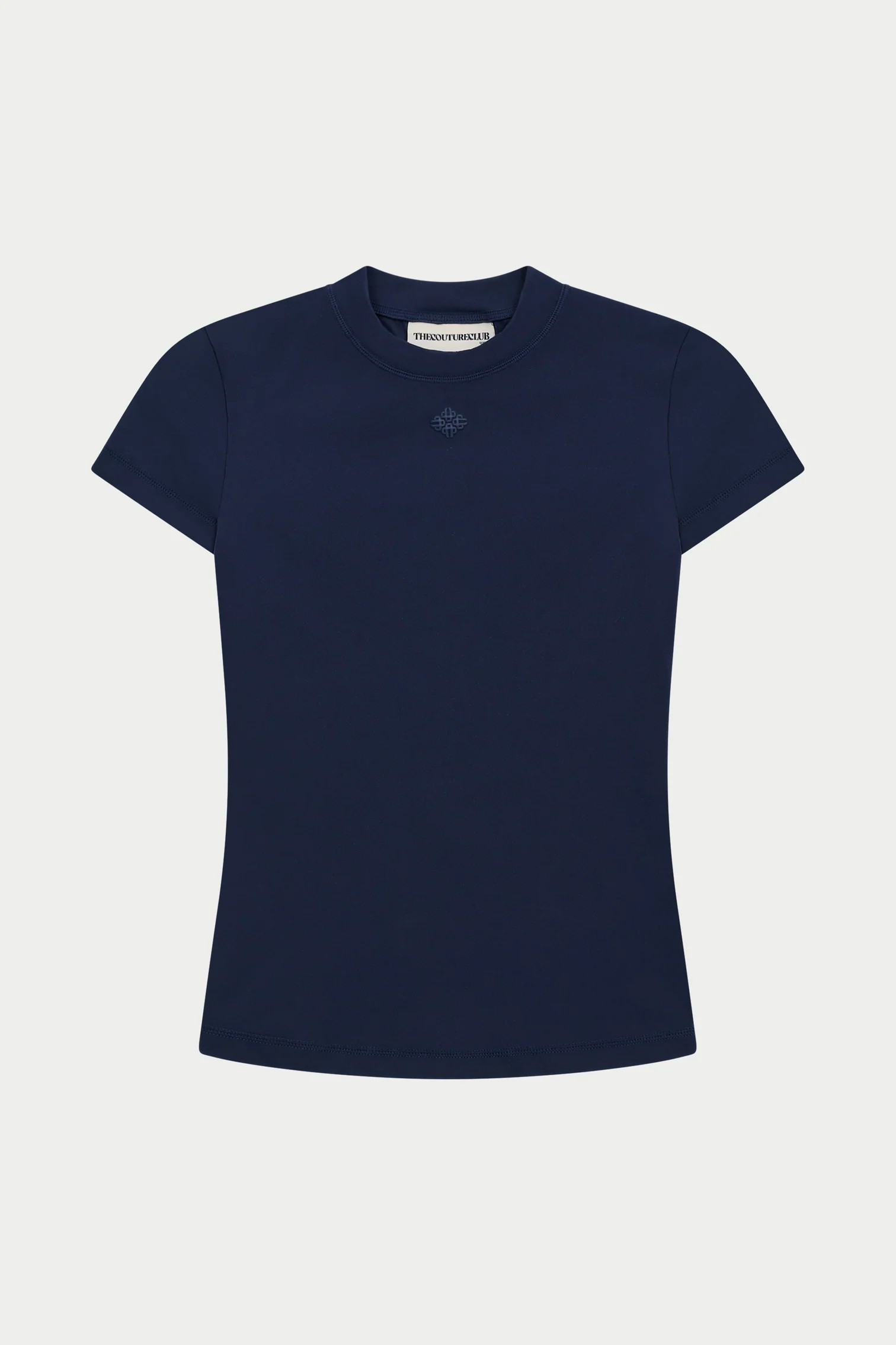 SCULPTING STRETCH EMBLEM BABY TEE - DARK NAVY | The Couture Club