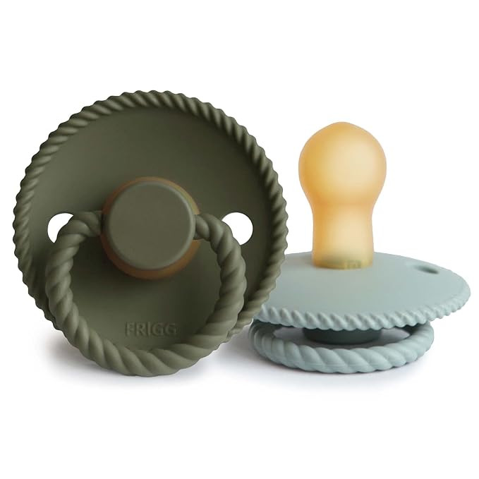 FRIGG Rope Natural Rubber Baby Pacifier | Made in Denmark | BPA-Free (Olive/Sage, 0-6 Months) | Amazon (US)