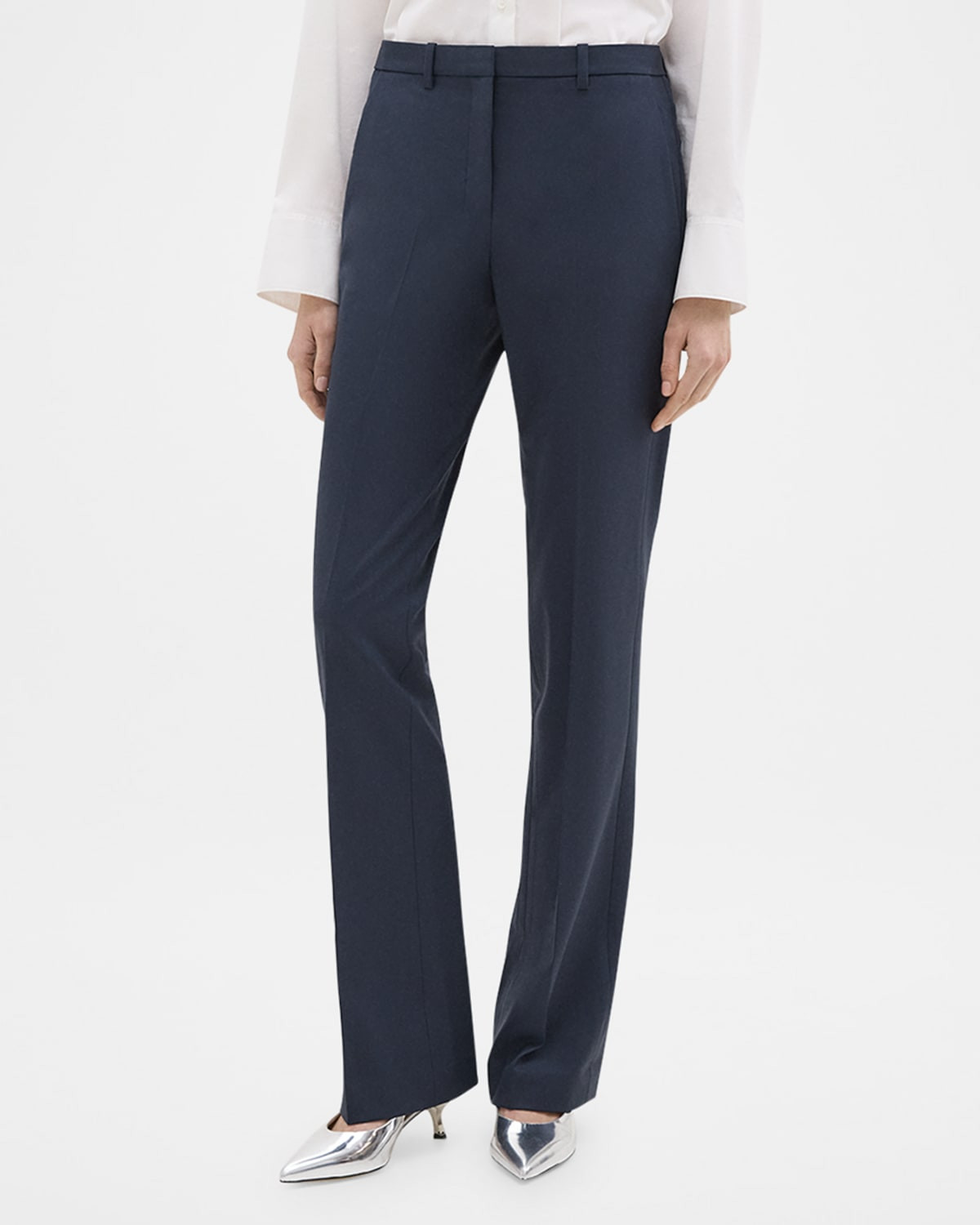 Traceable Wool Slim Straight-Leg Trousers | Neiman Marcus