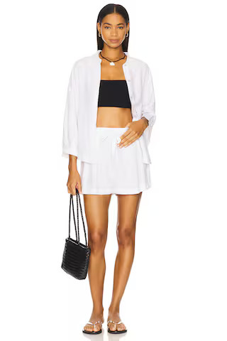eberjey Linen Blend Relaxed Short in Off White from Revolve.com | Revolve Clothing (Global)