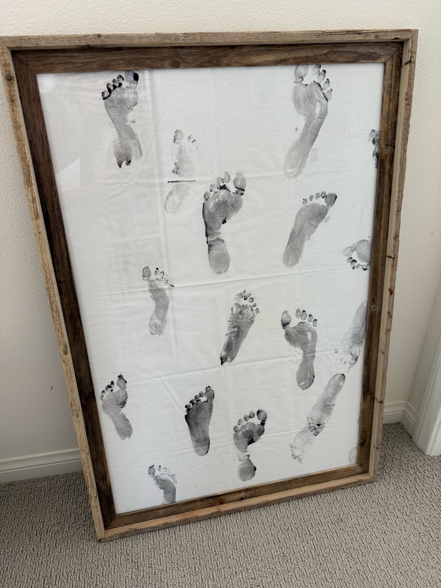 The sweetest artwork I own ❤️🥹 This was so inexpensive and easy to make! I linked the canvas and paint we used and the frame is from Hobby Lobby Rustic Barn Wood Wall Frame in size 24 x36. Head to Instagram for a tutorial on how we did this! 

Hobby Lobby, Amazon, home decor, wall art, canvas painting, kids footprint art, kids footprint frame

#LTKmomlife #LTKHome #LTKKids