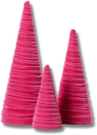 Your Heart's Content Hot Pink Velvet Trees Set of 3, Modern Artisan Mantel Accent, Coquette Room ... | Amazon (US)