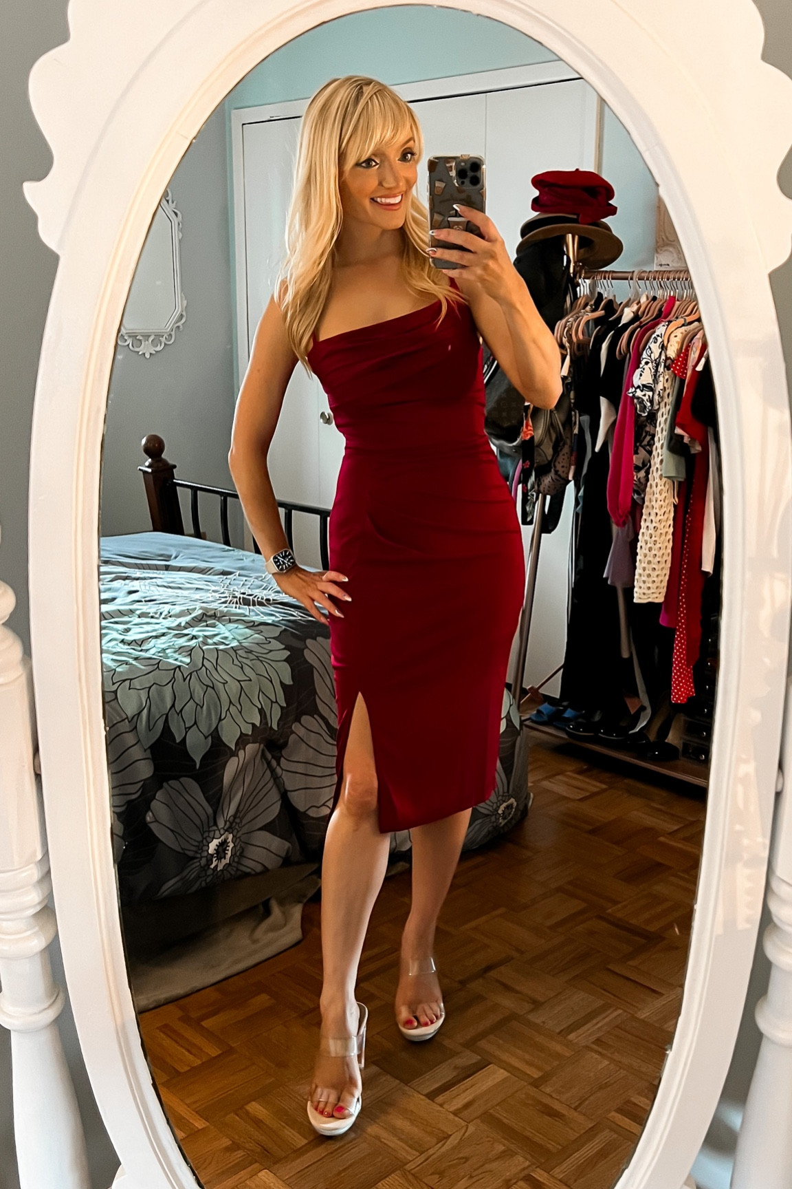 Asymmetrical neckline bodycon dress with high slit only $37.88 with 30% promo code 4NZAEZSZ while supplies last! I am in a small. Other colors available! - wedding guest dress - date night dress - date night outfit - evening dress - sexy dress - Amazon Fashion - Amazon finds - Amazon promo codes 

#LTKsalealert #LTKunder50 #LTKwedding