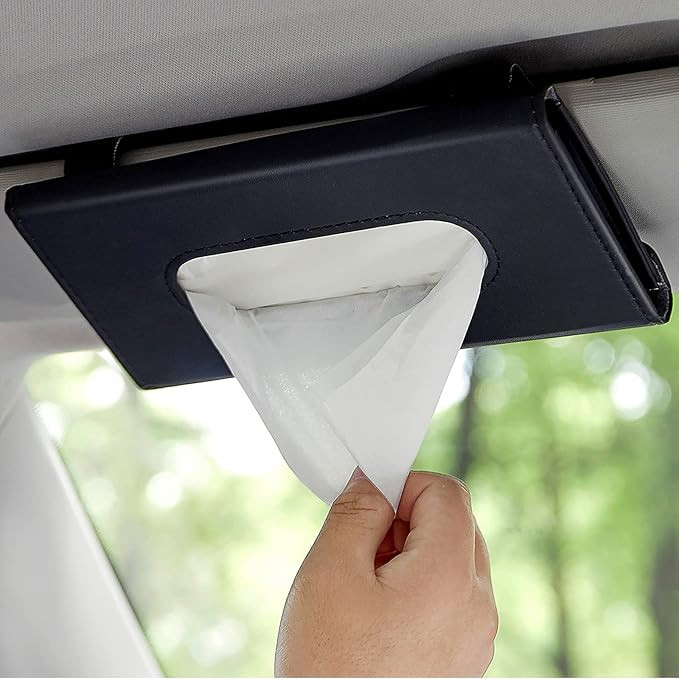 Car Tissue Holder, Upgraded Version Hanging Tissue Holder in Car, Premium PU Leather Cars Napkin ... | Amazon (US)