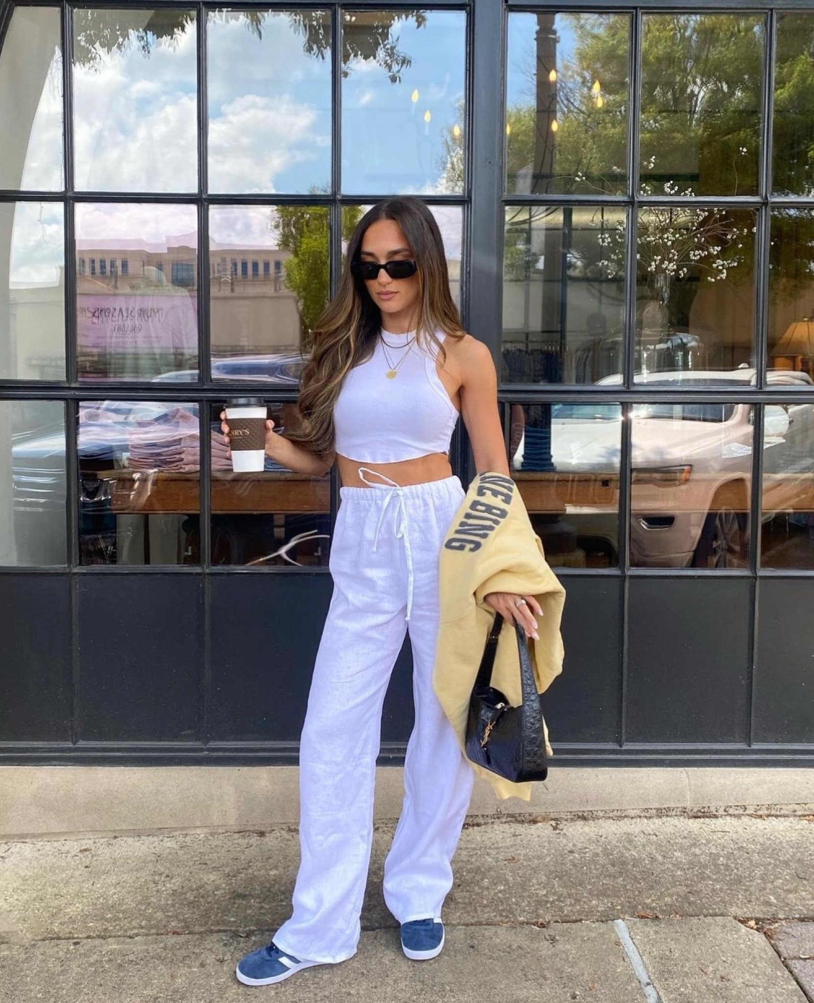 Casual Friday strolls for coffee 

Summer outfit 
White linen
Every day style 

#LTKSeasonal #LTKstyletip #LTKunder100