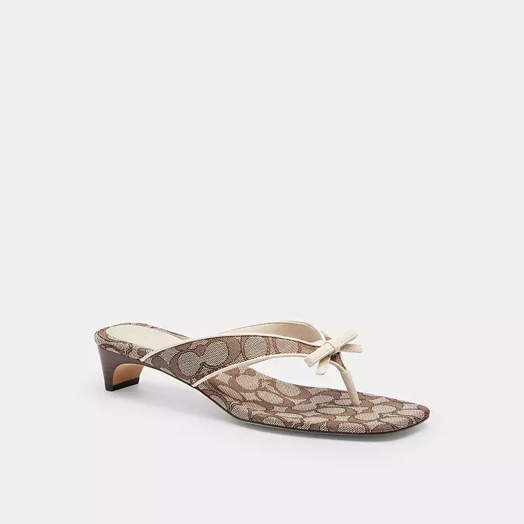 Bow Thong Kitten Heel In Signature Jacquard | Other Shoes | Coach | COACH\u00ae | Coach (US)