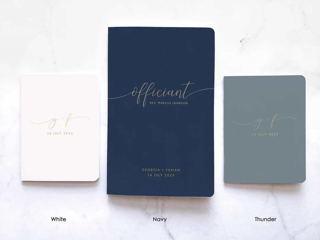 Complete Set of 2 Wedding Vow Booklets + 1 Officiant Book, Personalized, White/thunder Vow Bookle... | Etsy (US)