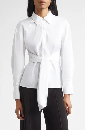 Derek Lam 10 Crosby Carmine Crossover Back Detail Cotton Button-Up Shirt | Nordstromrack | Nordstrom Rack