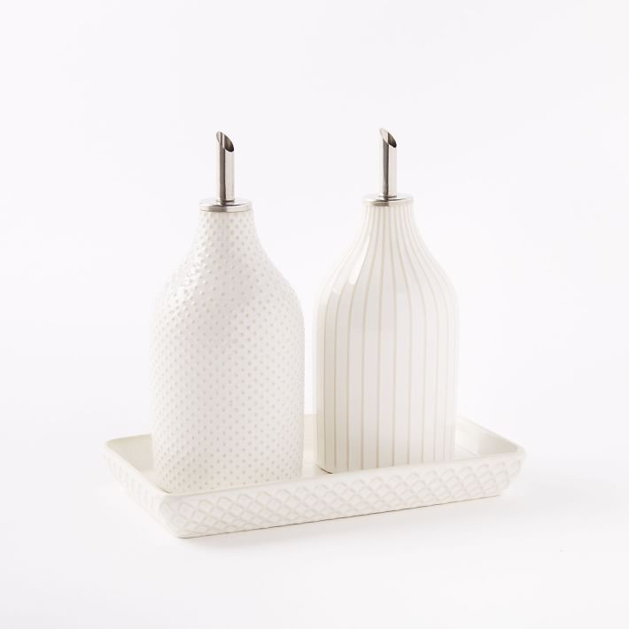 Textured Stoneware Oil & Vinegar Dispensers (Set of 2) | West Elm (US)