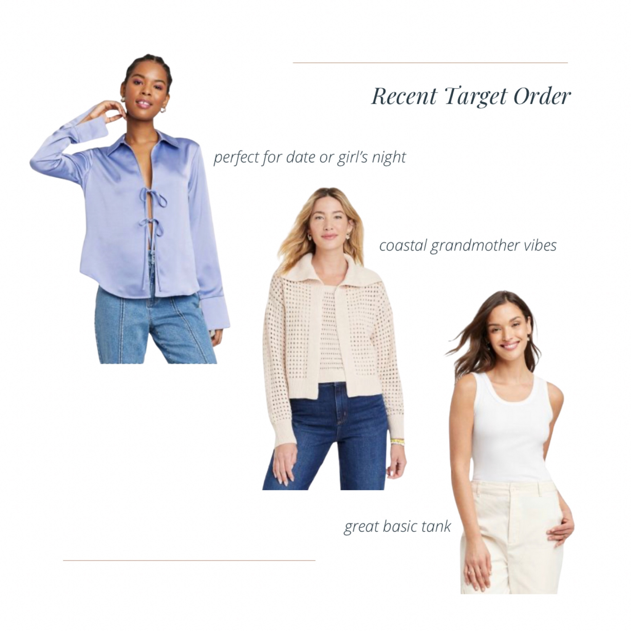 Sharing my recent Target order adding a few items to my closet for the spring! 

#LTKstyletip #LTKunder50 #LTKSeasonal