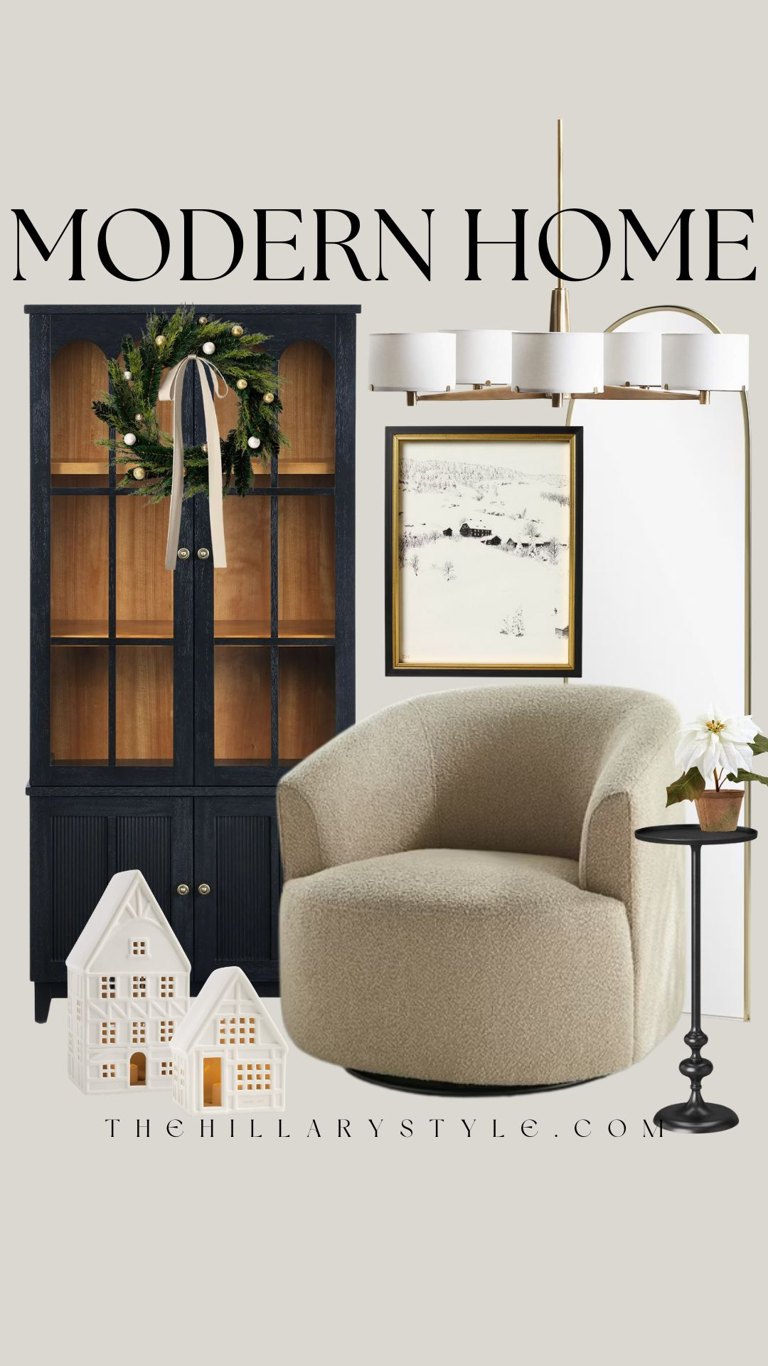 🌲 Modern Home: Cozy Minimalist Christmas Corner 🌲 
Embracing the Modern Minimalist aesthetic for the holidays with soft textures and curated accents. This bouclé swivel chair is the coziest reading nook addition, perfectly paired with the on-trend natural wood cabinet. For a touch of festive cheer that still feels elevated and chic, I layered in a few ceramic houses and simple brass bells. It's giving quiet luxury and is the perfect example of the Warm Glow Minimalism trend for 2025. Target, Walmart, Pottery Barn, Crate & Barrel

#modernholiday #bouclechair #naturalwood #neutraldecor #LTKhome #modernchristmas #WarmGlowMinimalism #cozychristmas #holidaydecor #organicmodern #chicdesign #TheHillaryStyle 

 

#LTKHoliday #LTKSeasonal #LTKHome