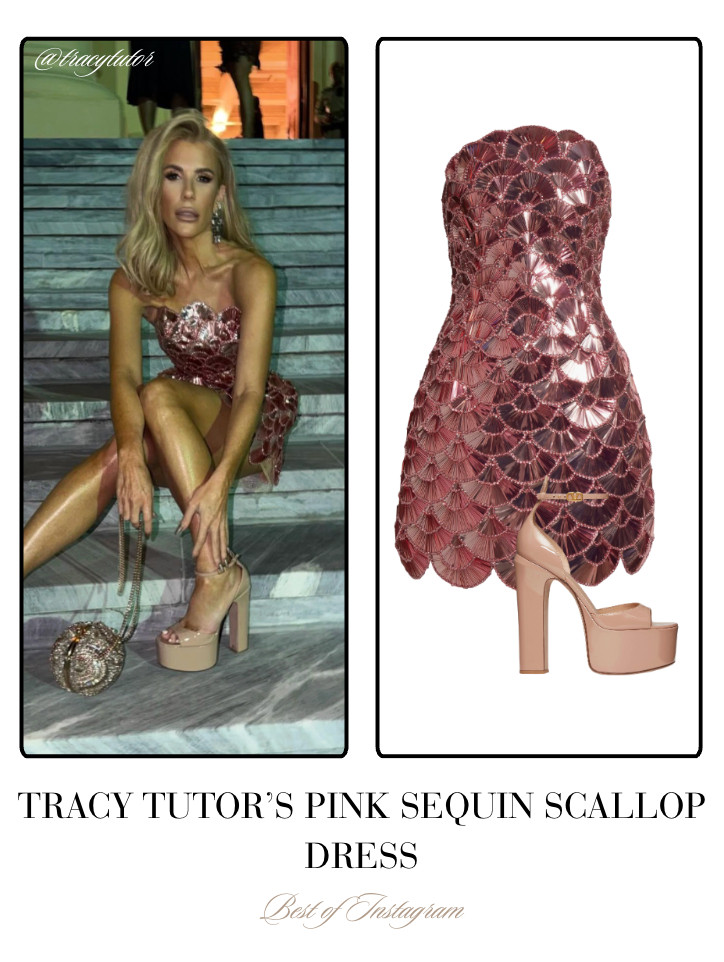 Tracy Tutor's Pink Sequin Scallop Dress 📸= @tracytutor 

 