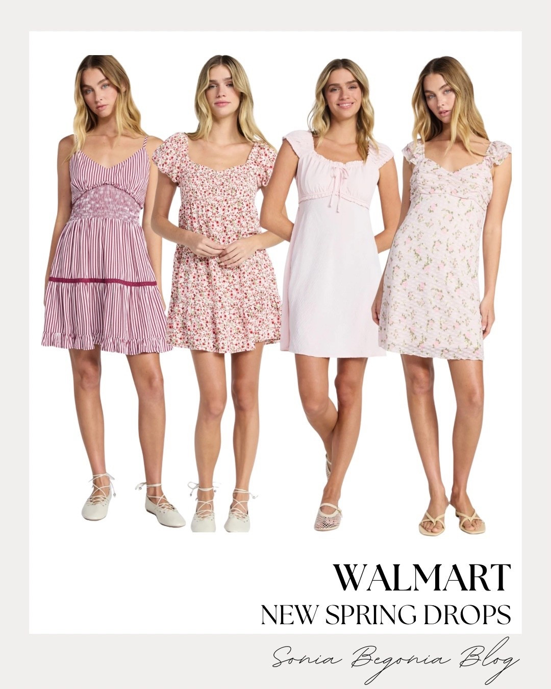 Walmart Spring Finds! 🌸

Elevate your warm-weather wardrobe with these fresh and feminine new spring drops—all under $15 at Walmart! ✨

I am obsessed with the effortless, breezy vibe of these dresses. From the classic red-and-white striped mini with a smocked waist to the dainty floral print ruffles and the sweet soft pink milkmaid-style dress, these pieces are perfect for any sunny day. I love pairing these romantic styles with simple lace-up flats or neutral sandals for a curated, polished look that is perfect for a spring picnic or a casual weekend brunch!

#WalmartFashion
#SpringDresses
#FloralDress
#WalmartFinds
#SpringStyle
#FeminineFashion
#OOTD
#BudgetFriendly
#SummerReady
#AestheticStyle
#LTKUnder50
#WalmartStyle
#SpringOutfits
#EverydayChic
#StylingInspo

#LTKSeasonal #LTKgrwm #LTKootd