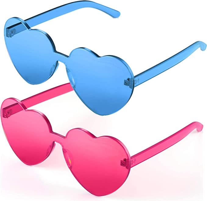 Heart Shaped Sunglasses for Women, Transparent Candy Rimless Sunglasses, Fashion Heart Shaped Gla... | Amazon (US)