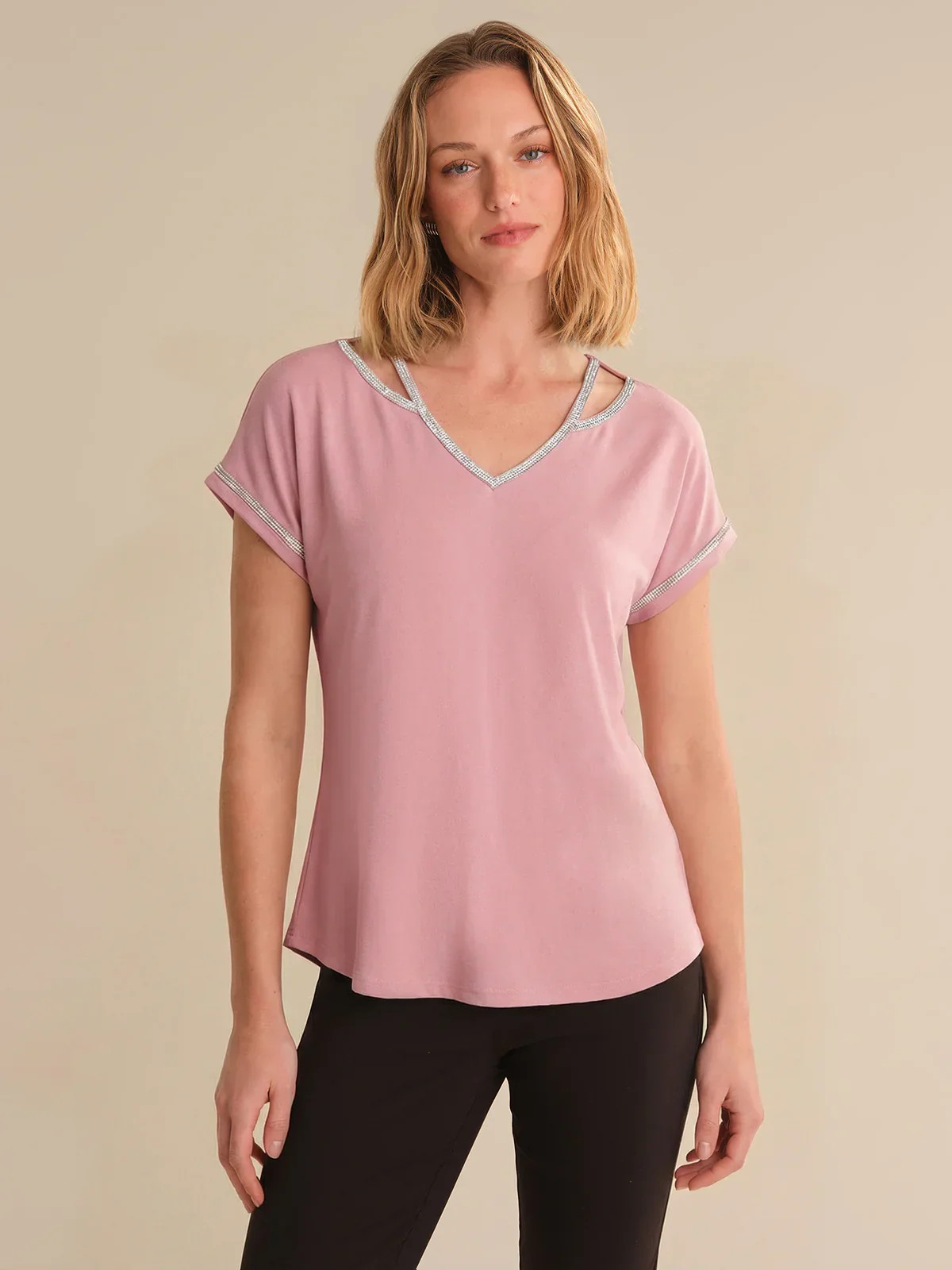 89th & Madison Rhinestone Cut Out Dolman Cool Top | 89th + Madison