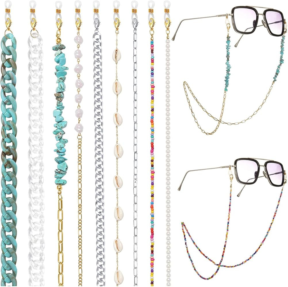 Mask Holders Around Neck for Women, Women's Eyeglass Chains, Mask Chain Lanyard, 9Pcs | Amazon (US)