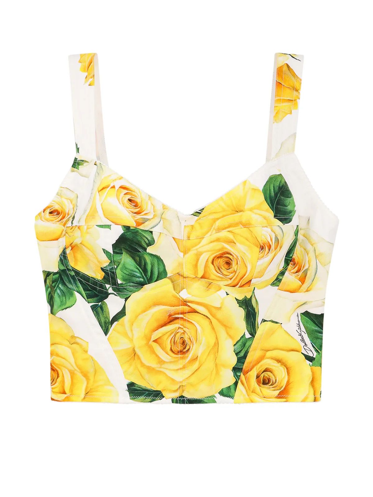 Dolce & Gabbana Rose Printed Poplin Corset Top | Cettire Global