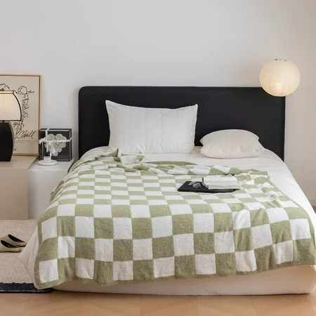 Ultra-Soft Checkered Blanket Microfiber Sage Green Checkerboard Blanket Reversible Plaid Cozy Fuzzy  | Walmart (US)