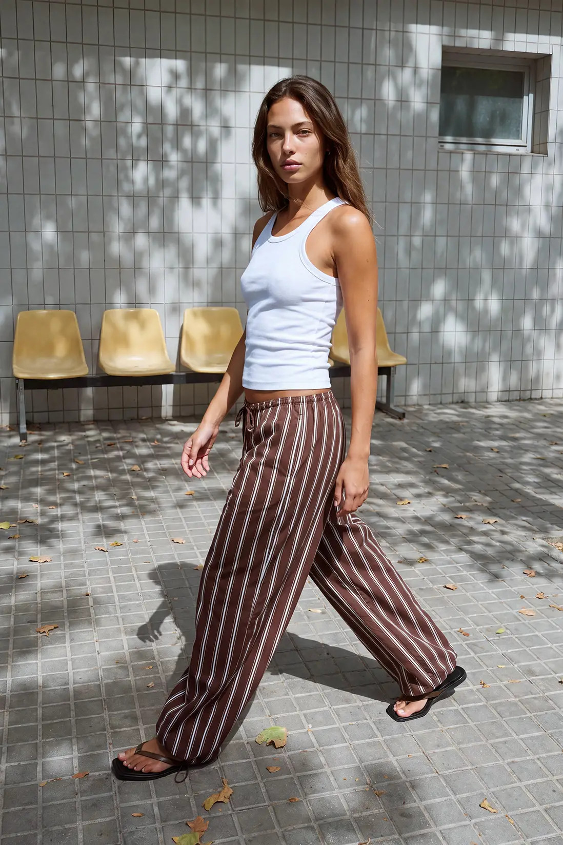 Chocolate Stripe Tie Cuff Balloon Trousers | Boohoo | Boohoo.com (UK & IE)