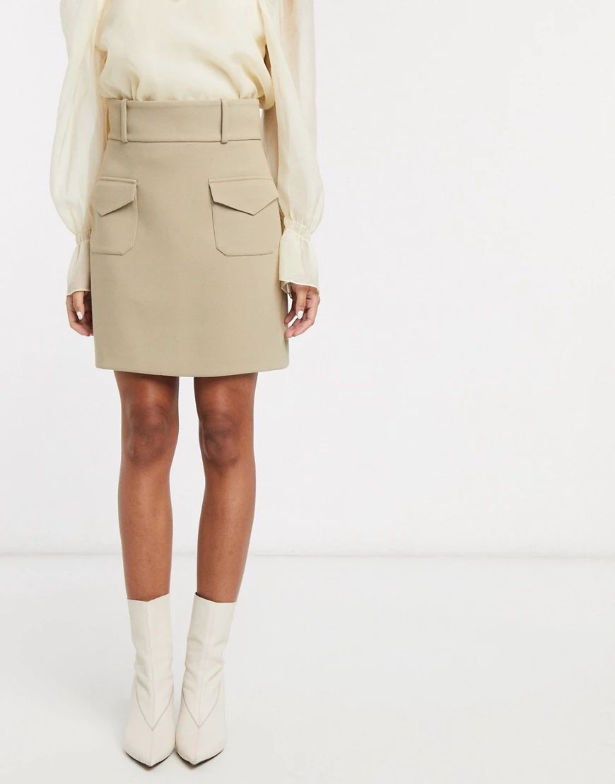 & Other Stories double pocket structured mini skirt in beige | ASOS (Global)