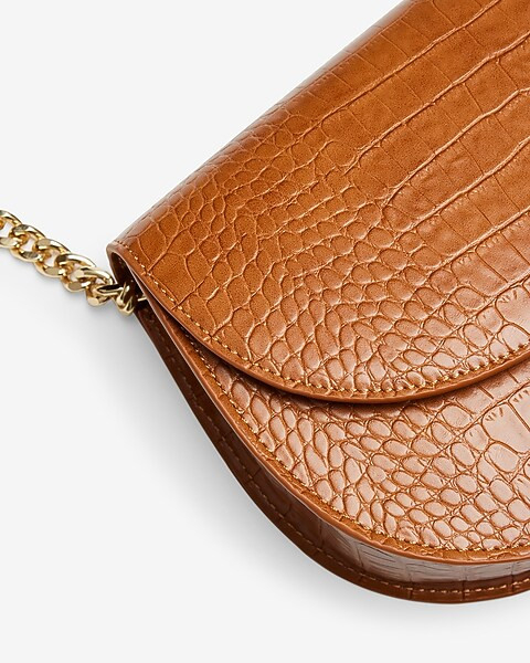Croc-embossed Faux Leather Saddle Crossbody | Express