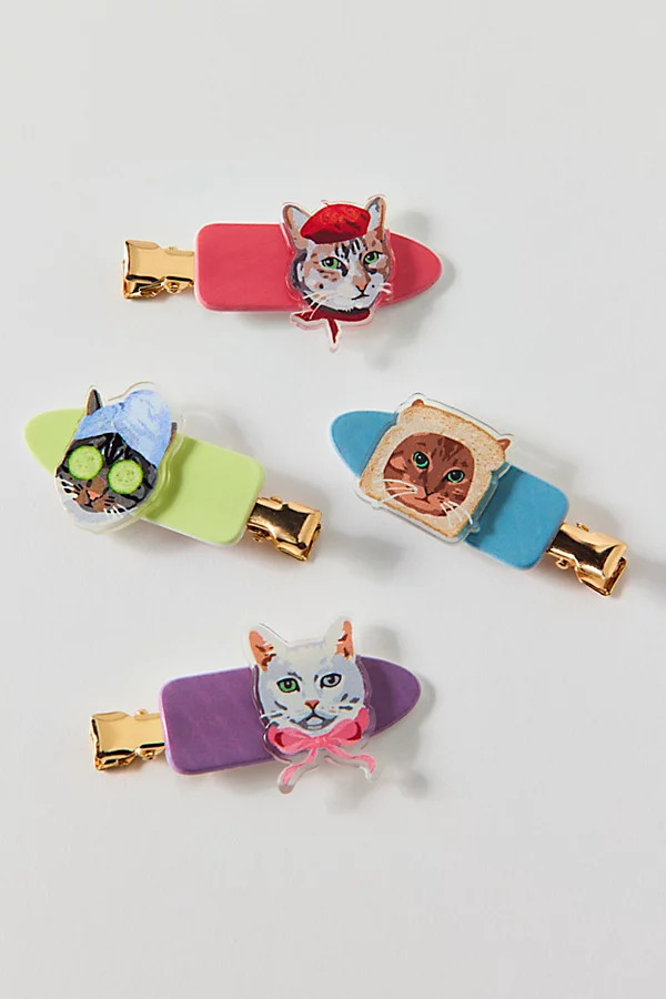 Crease-Free Hair Clips Set in Funky Cats at Urban Outfitters | Urban Outfitters (US and RoW)