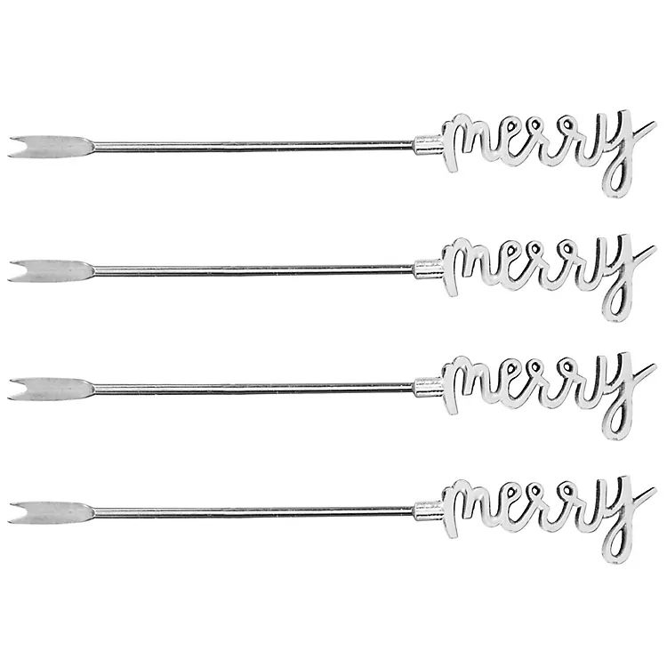 Silver Merry Christmas 4-pc. Pick Set | Kirkland's Home