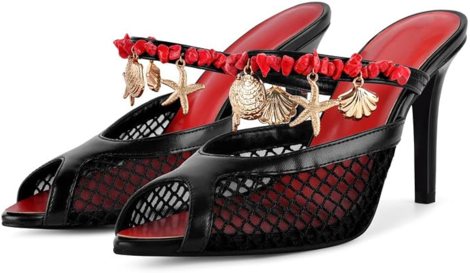 Mesh Peep Toe Heel Sandals for Women | Amazon (US)