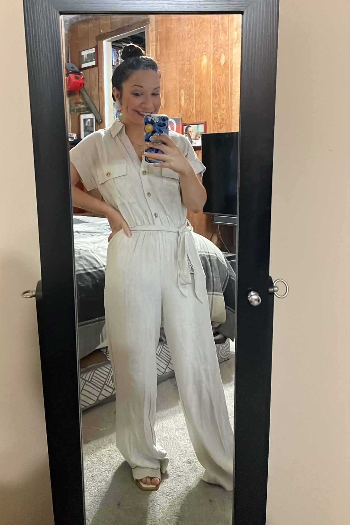 Fri- yay ootd 
Jumpsuit linked similar items wearing a small 
Earrings linked similar 

#LTKSeasonal #LTKWorkwear #LTKFindsUnder50