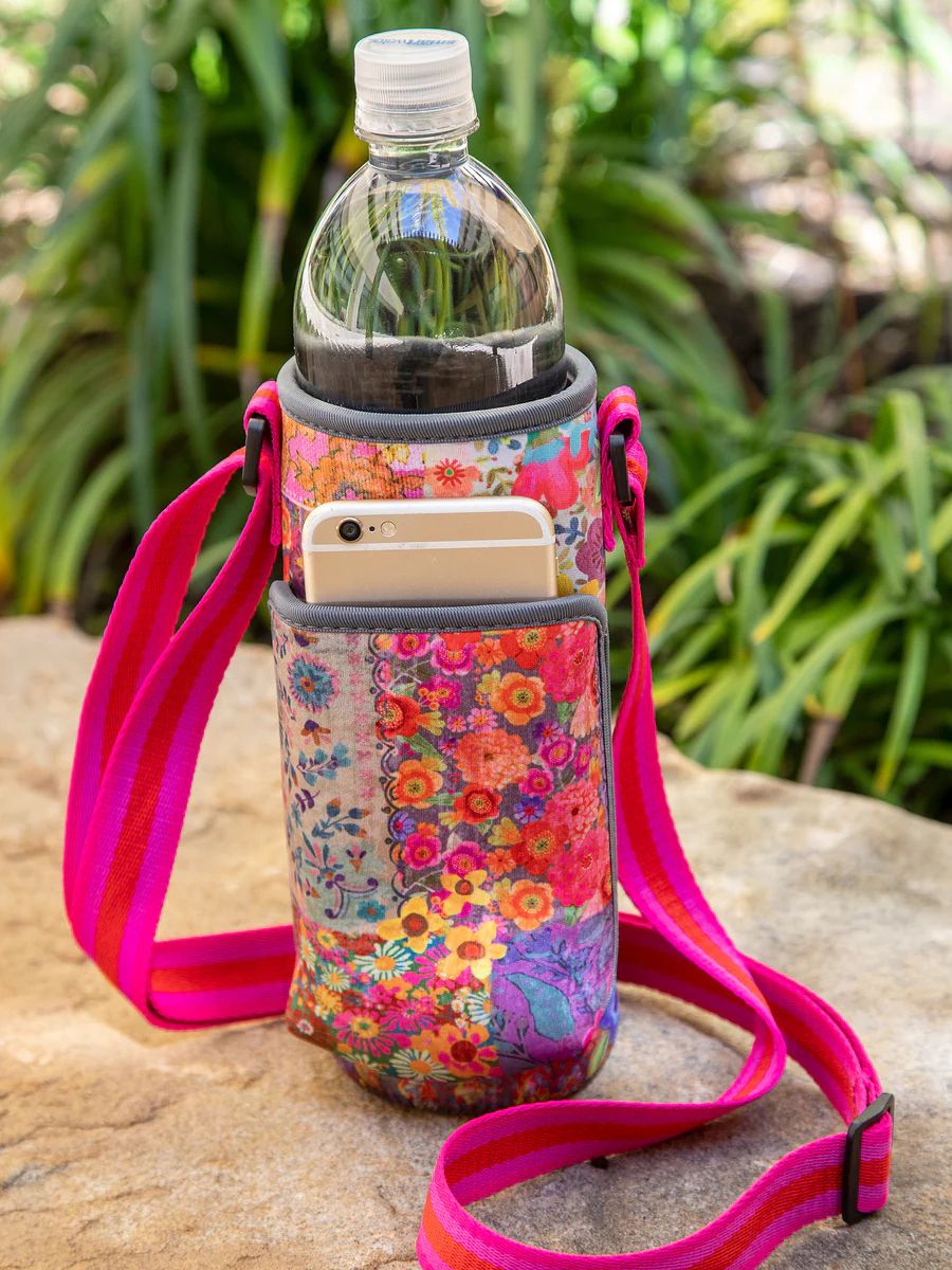 Insulated Water Bottle Carrier - Pink Patchwork | Natural Life