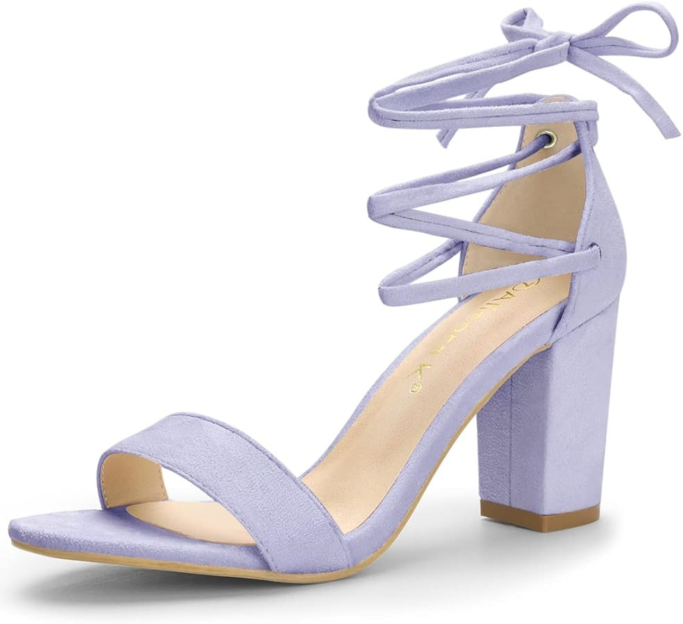 Allegra K Women's Tie Up Strappy Heels Chunky High Heels Sandal | Amazon (CA)