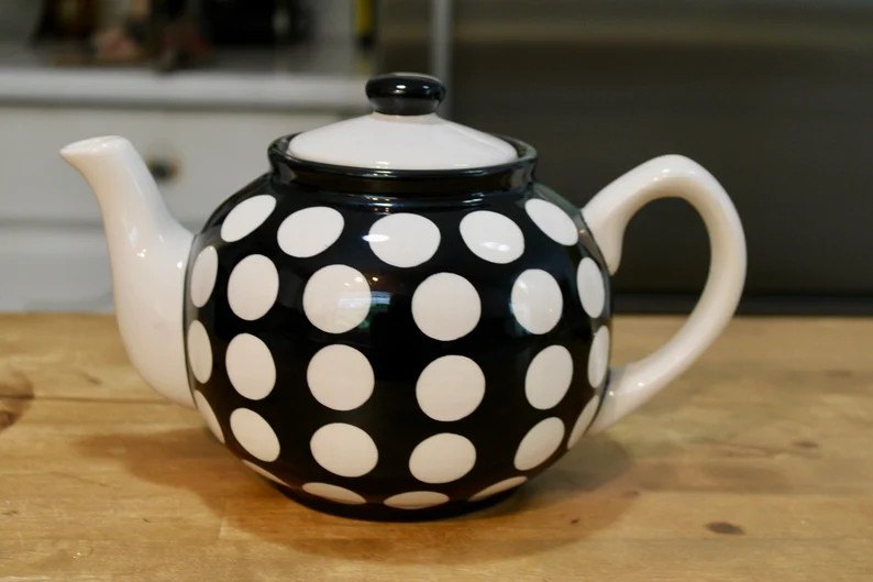 Black and White Polka Dot Price Kensington; Roly Poly Glasses; Glass Perfume Bottle Silver Plated... | Etsy (CAD)