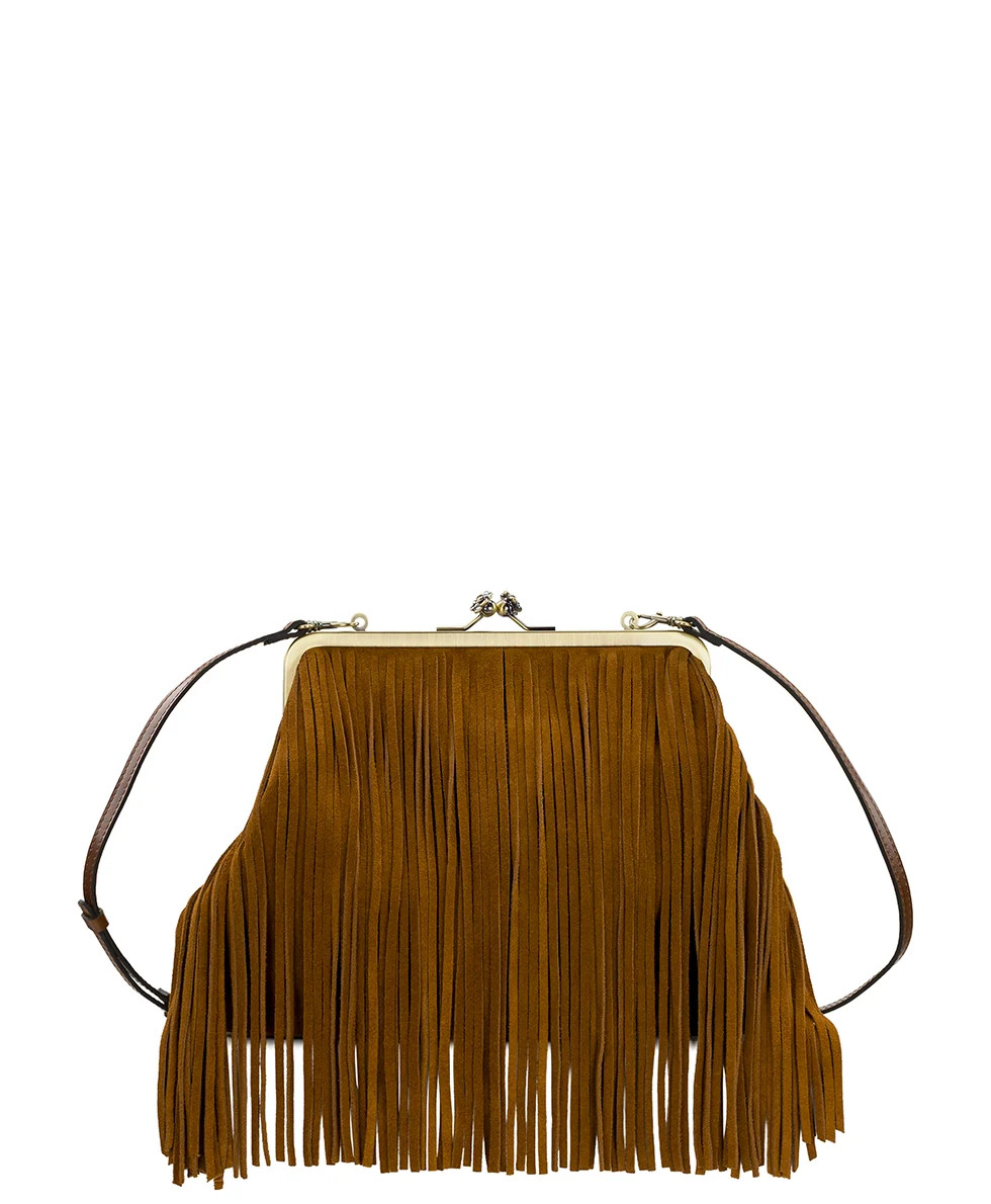 Vivienne Frame Crossbody | Suede Fringe | Cognac | Patricia Nash Designs