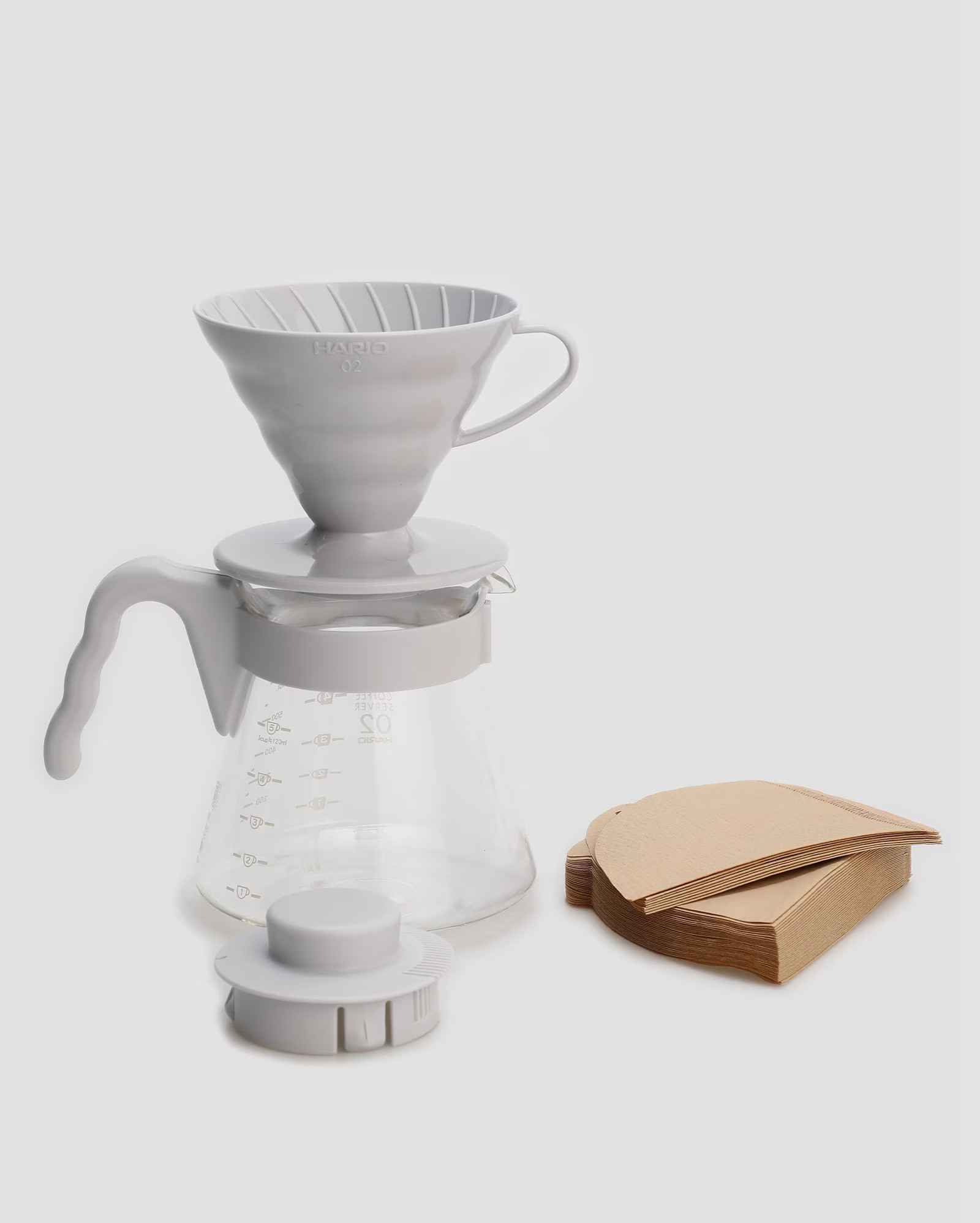 Kit jarra de café 600ml + coador de café com medidor + filtro 40 cinza | Flavors | Riachuelo (BR)