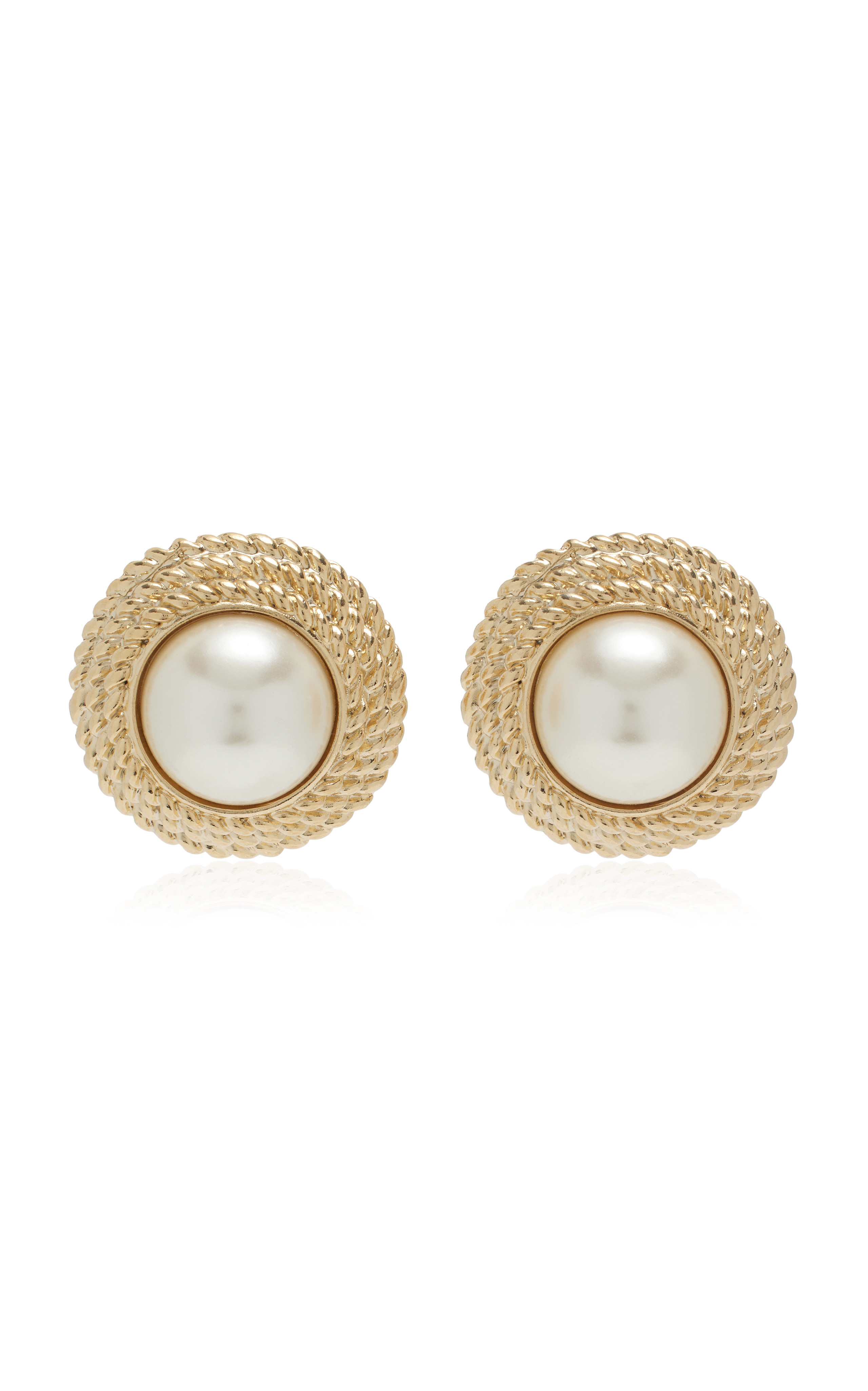 Exclusive 80s 24K White Gold-Plated Pearl Earrings | Moda Operandi (Global)