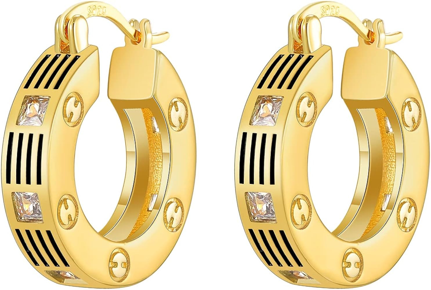 Gold Hoop Earrings for Women Gold Plated whit 925 Sterling Silver Post Hoop Earrings for Girls Mi... | Amazon (US)