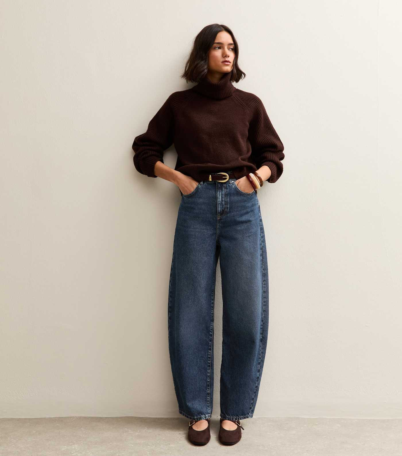 Dark Blue Barrel Leg Jeans | New Look | New Look (UK)