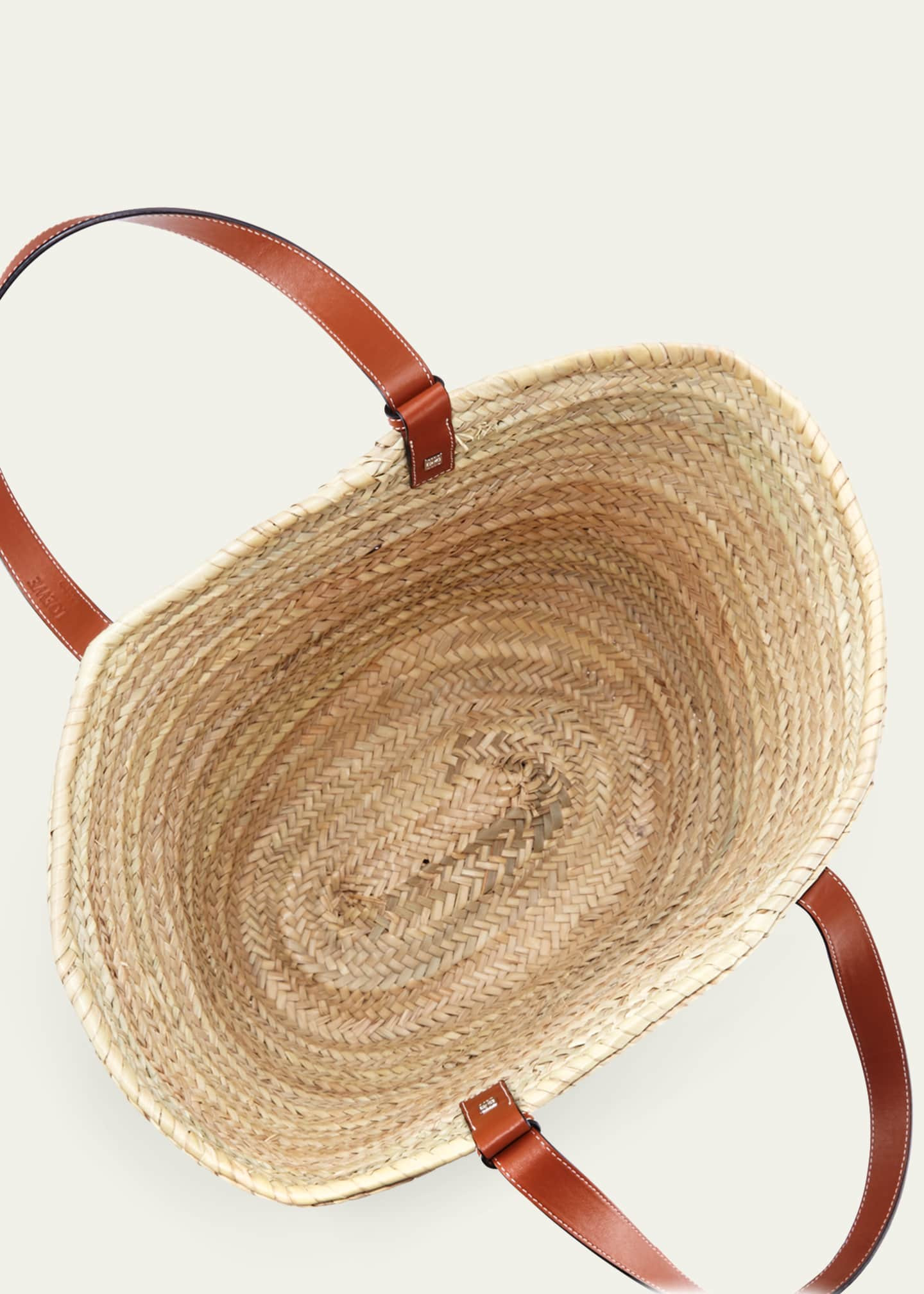 Loewe Basket Bag Large in Palm Leaf with Leather Handles | Bergdorf Goodman