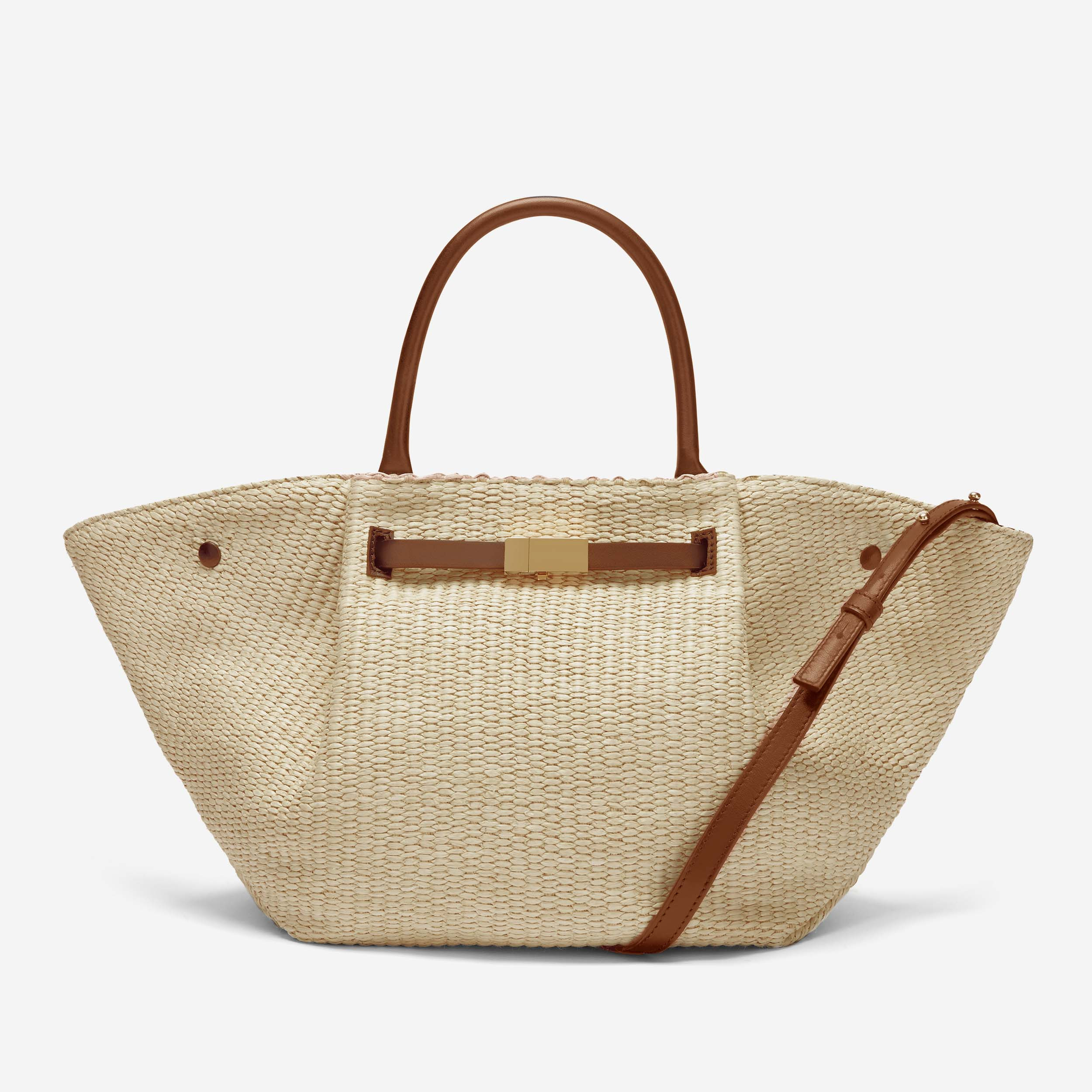 The Midi New York | Natural Raffia Tan Smooth | DeMellier | DeMellier