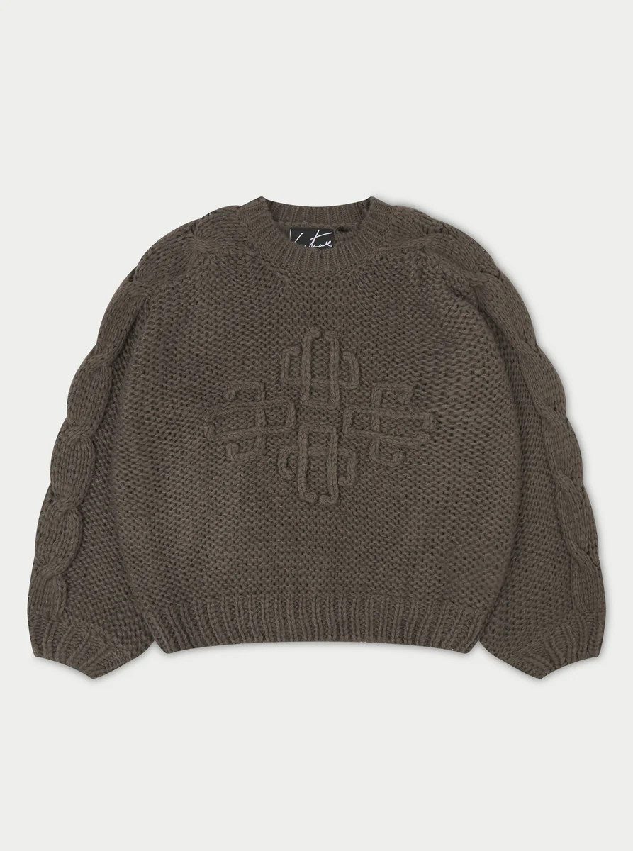 EMBLEM OVERSIZED KNIT JUMPER - COCOA | The Couture Club